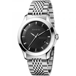 Gucci G-Timeless YA126402 38mm Black Dial Stainless Steel Men's Watch