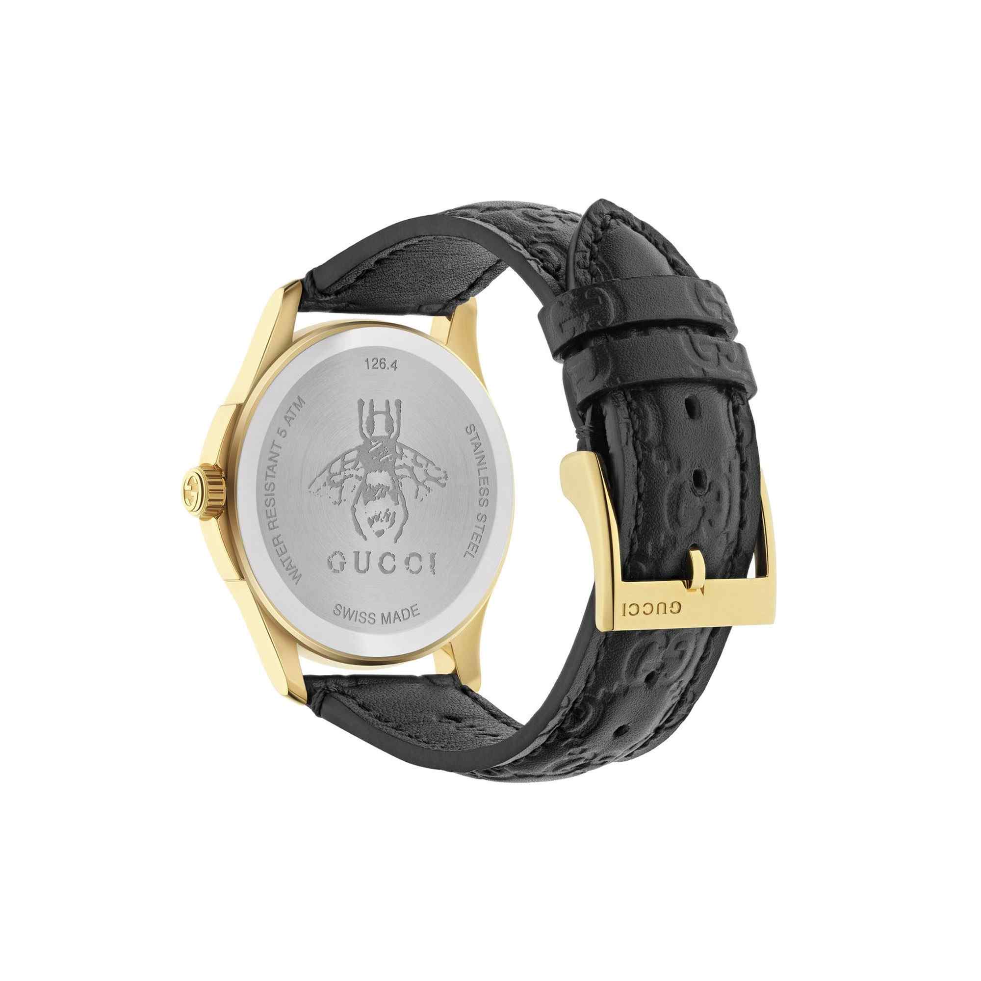 Gucci G-Timeless YA1264034 38mm Black Dial Gold PVD Leather Strap Unisex Watch - Image 3