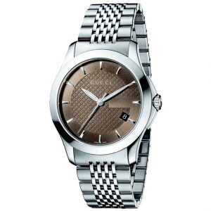 Gucci G-Timeless YA126406 38mm Brown Dial Stainless Steel Men's Watch