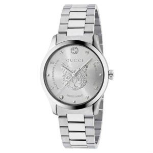 Gucci G-Timeless YA1264095 38mm Silver Feline Head Motif Dial Stainless Steel Unisex Watch