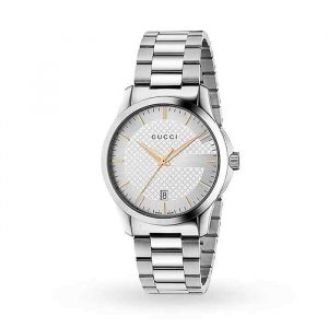 Gucci G-Timeless Unisex Stainless Steel Bracelet Watch - 38mm Silver Dial YA126442