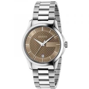 Gucci G-Timeless Unisex Stainless Steel Bracelet Watch - 38mm Brown Dial YA126445