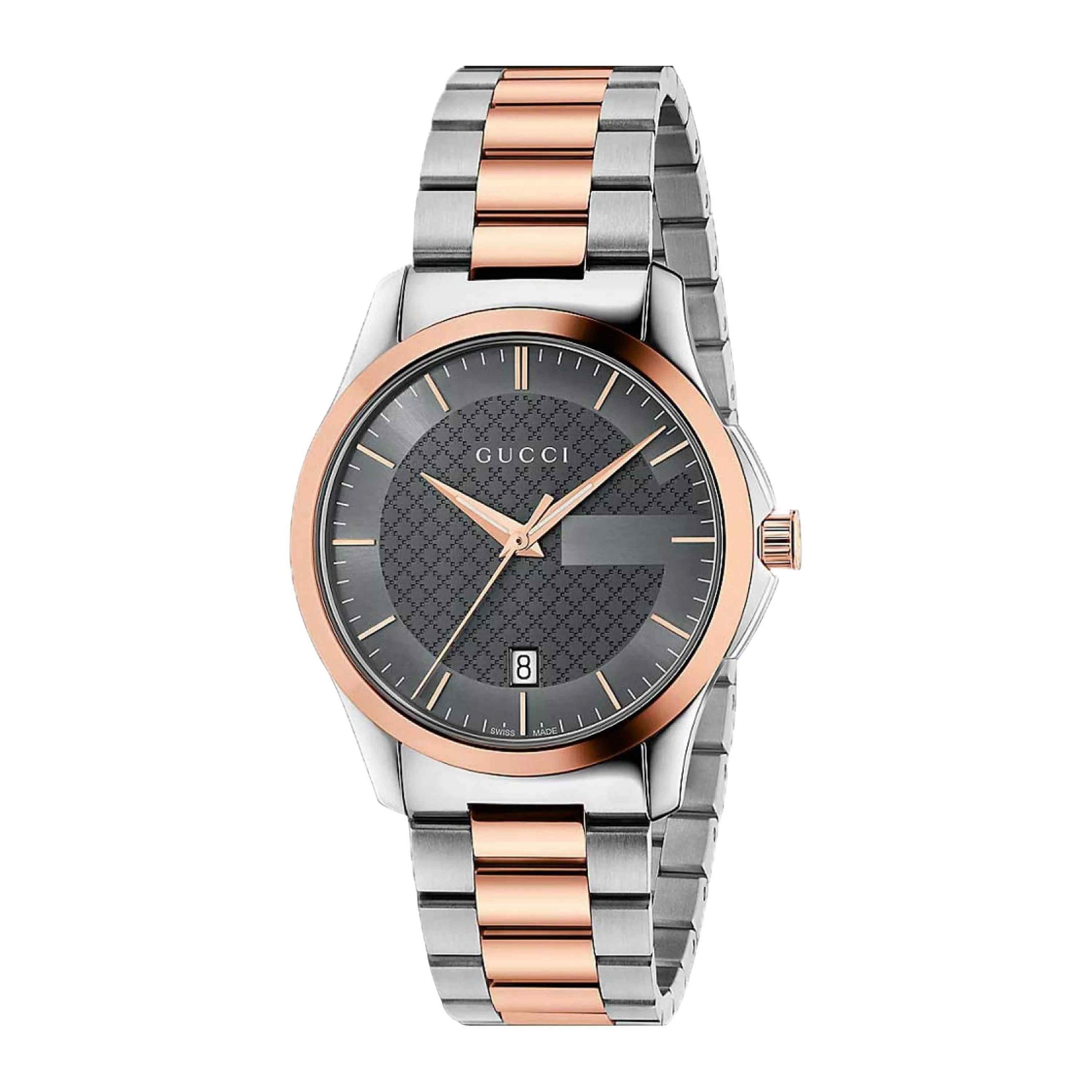Gucci G-Timeless Unisex Two-Tone Bracelet Watch - 38mm Grey Dial YA126446