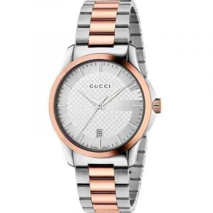 Gucci G-Timeless Unisex Two-Tone Bracelet Watch - 38mm Silver Dial YA126447
