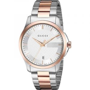 Gucci G-Timeless Unisex Two-Tone Bracelet Watch - 38mm Silver Dial YA126450