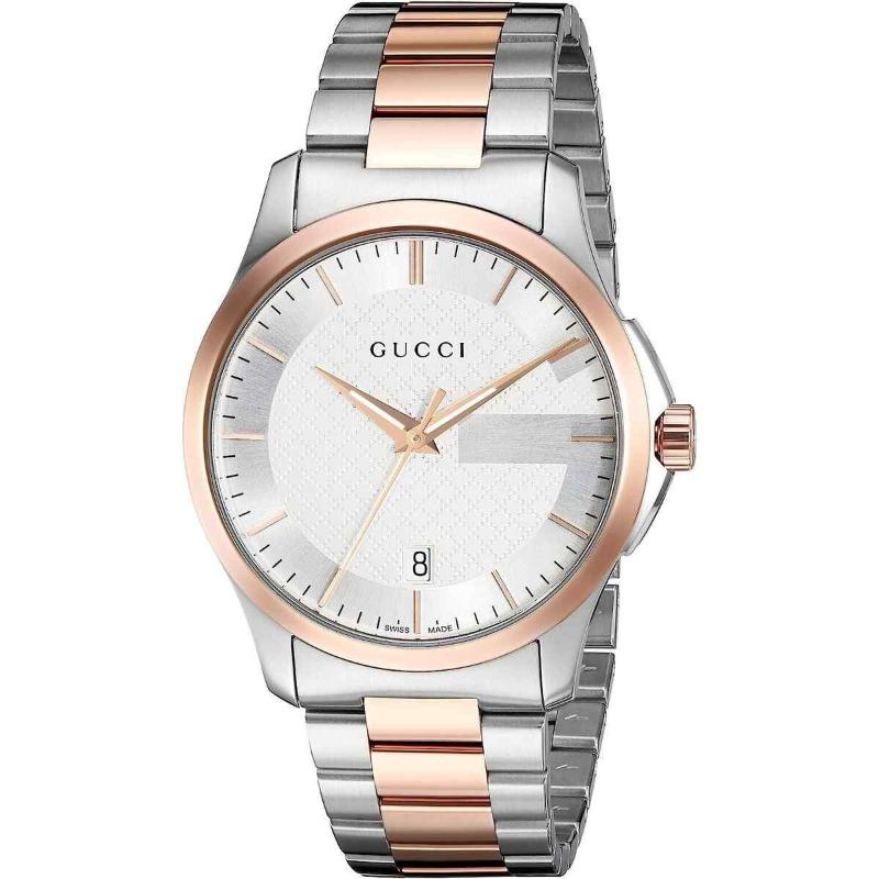 Gucci G-Timeless Unisex Two-Tone Bracelet Watch - 38mm Silver Dial YA126450