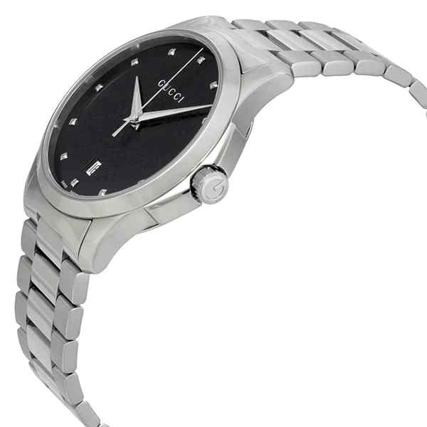 Gucci G-Timeless Unisex Stainless Steel Bracelet Watch - 38mm Black Diamond Dial YA126456 - Image 2