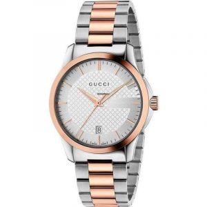 Gucci G-Timeless Unisex Two-Tone Bracelet Watch - 38mm Silver Dial YA126473