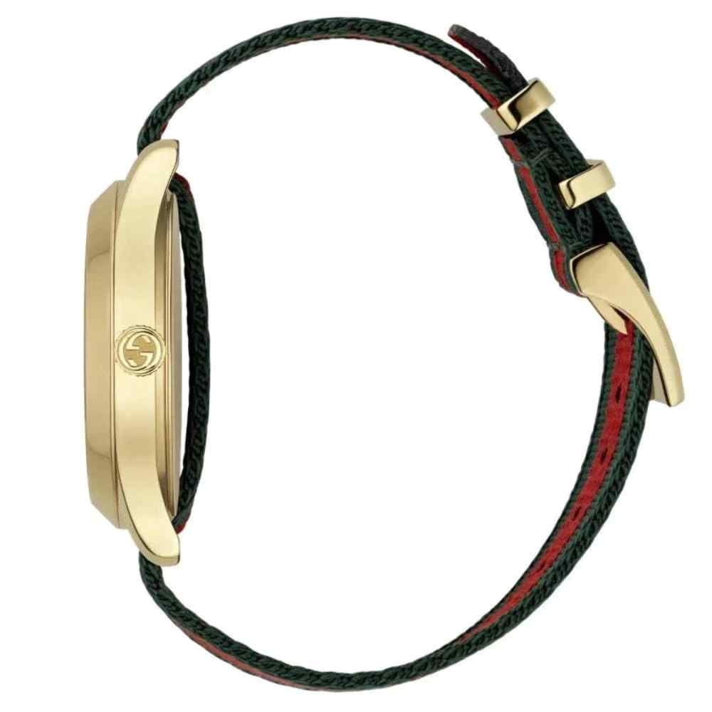 Gucci G-Timeless Unisex Green/Red Web Bee Watch - 38mm Gold PVD & Fabric Strap YA126487 - Image 2