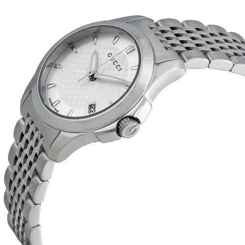 Gucci G-Timeless Ladies Stainless Steel Bracelet Watch - 29mm Silver Dial YA126501 - Image 2