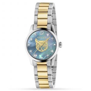 Gucci G-Timeless Ladies Two-Tone Cat Head Watch - 29mm Mother-of-Pearl Dial YA1265011