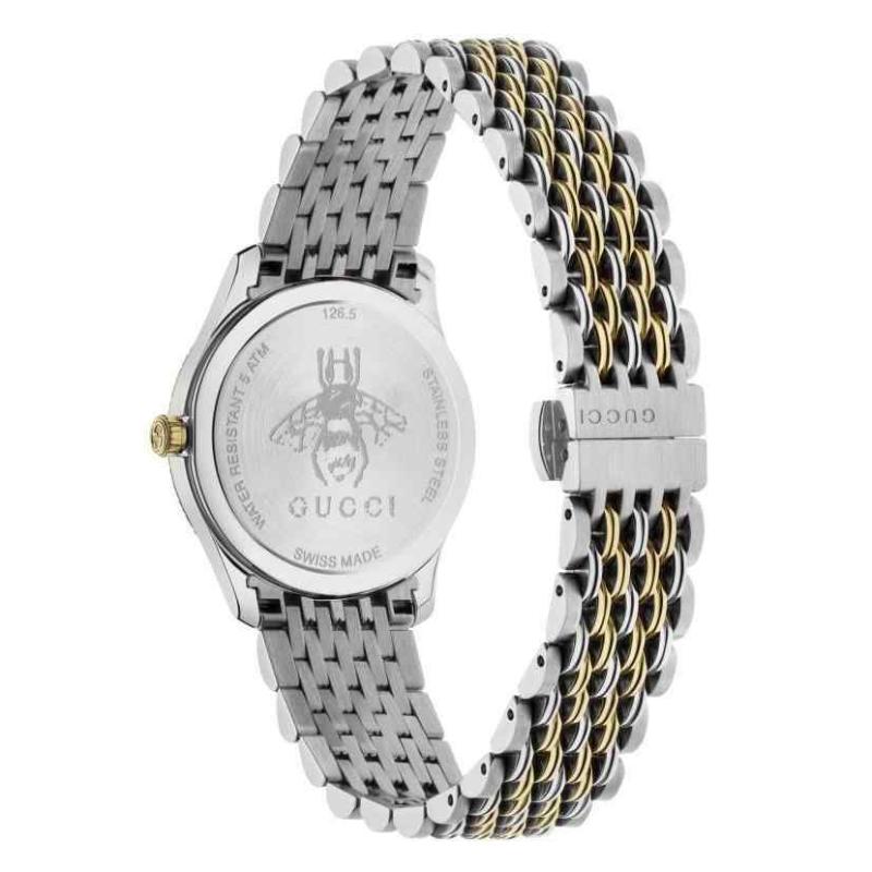 Gucci G-Timeless Ladies Two-Tone Bee Watch - 29mm Blue Dial & Milanese Bracelet YA1265029 - Image 2