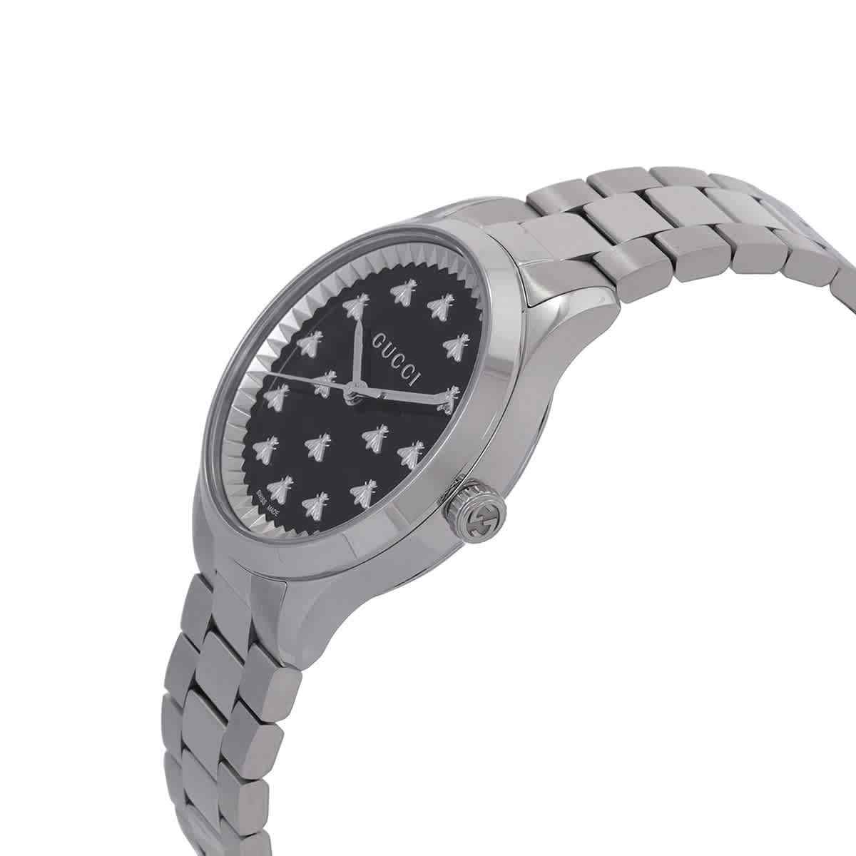 Gucci G-Timeless Ladies Black Bee Watch - 29mm Stainless Steel & Bracelet YA1265034 - Image 2