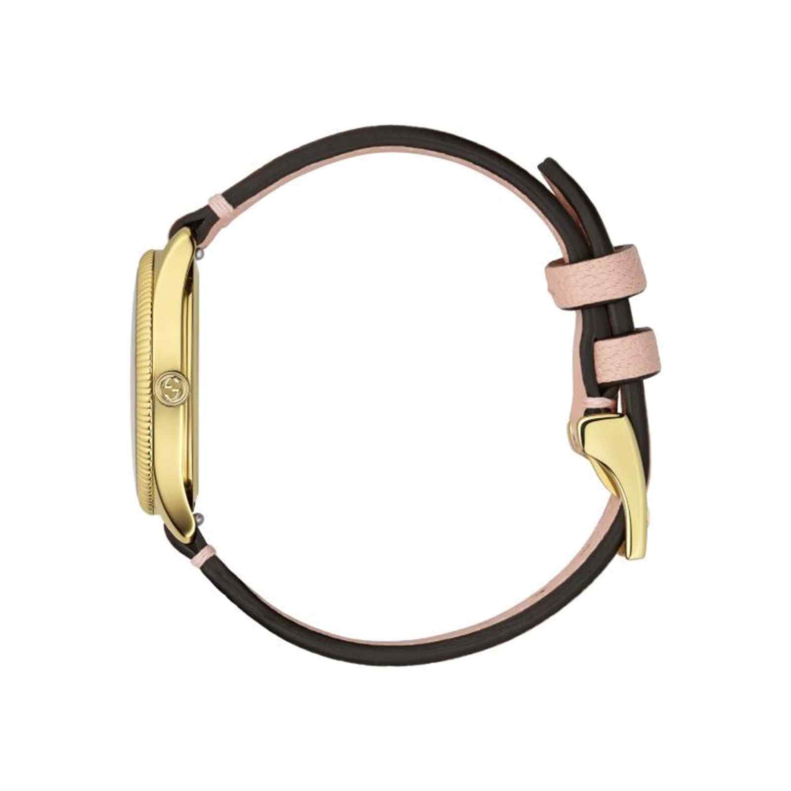 Gucci G-Timeless Ladies Gold PVD Bee Watch - 29mm Gold Dial & Pink Leather Strap YA1265041 - Image 3