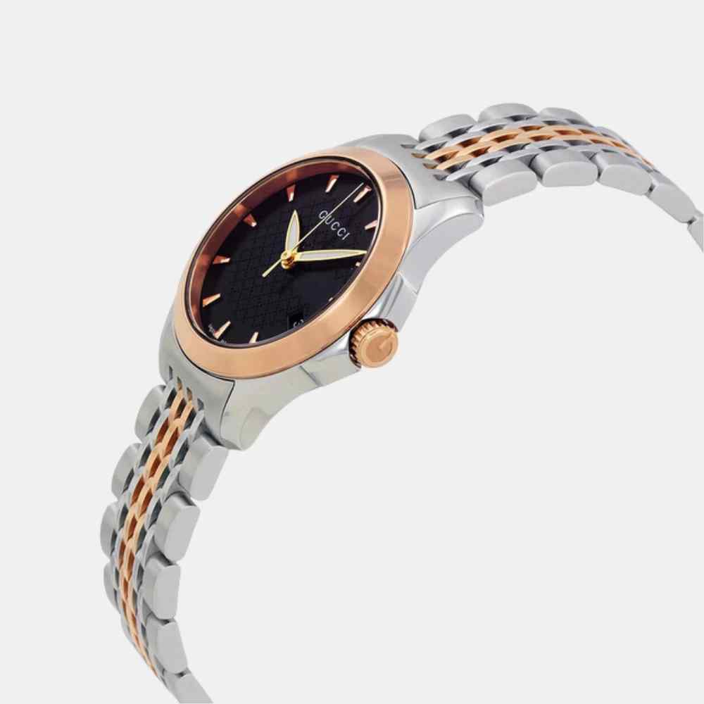 Gucci G-Timeless Ladies Two-Tone Bracelet Watch - 29mm Black Dial YA126512 - Image 2