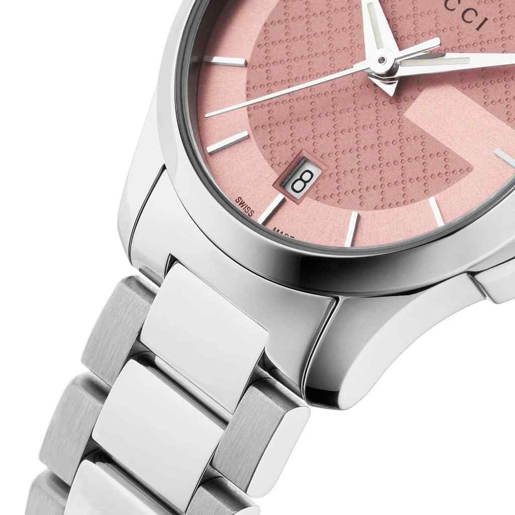 Gucci G-Timeless Ladies Stainless Steel Bracelet Watch - 29mm Pink Dial YA126524 - Image 2