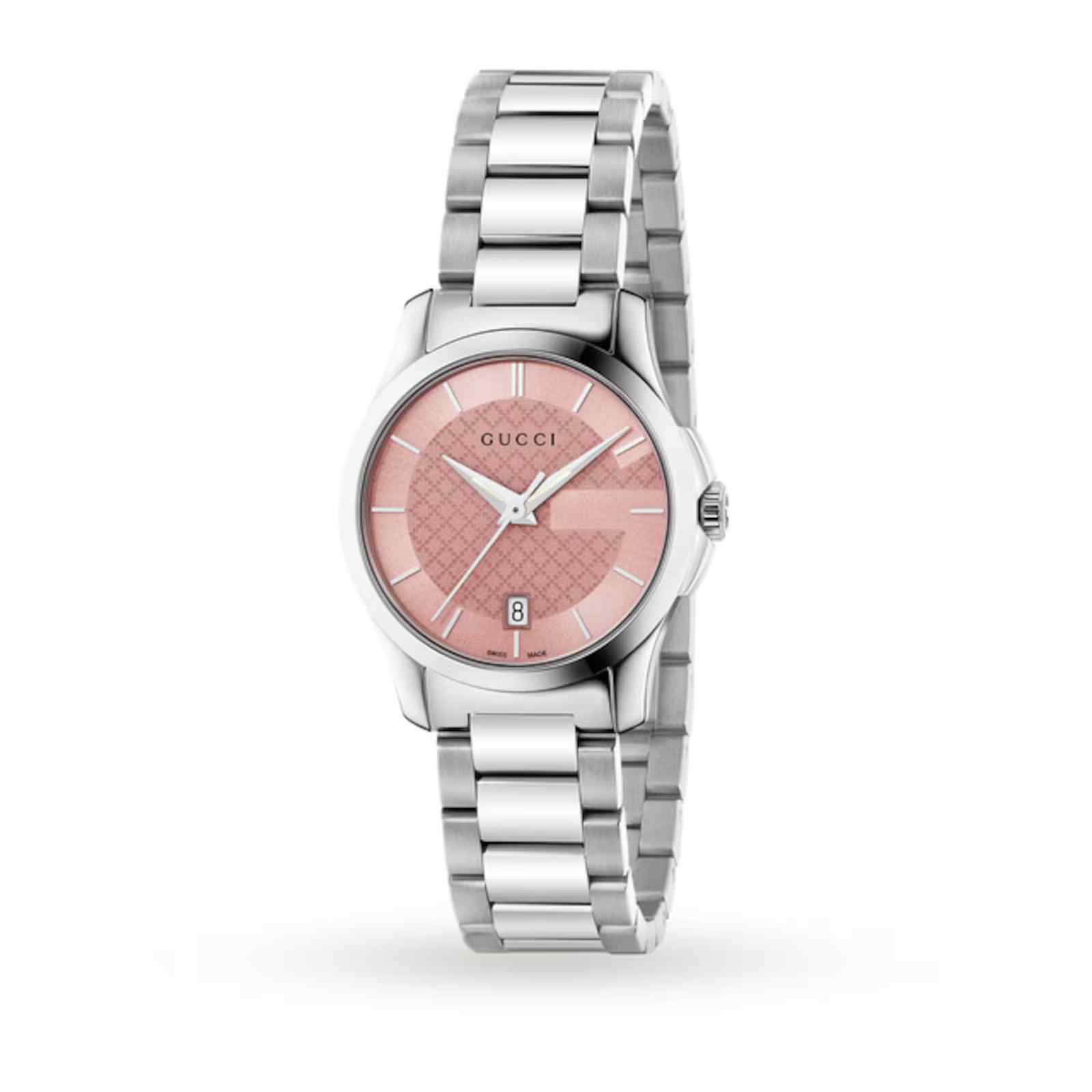 Gucci G-Timeless Ladies Stainless Steel Bracelet Watch - 29mm Pink Dial YA126524