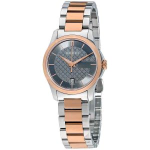 Gucci G-Timeless Ladies Two-Tone Bracelet Watch - 29mm Grey Dial YA126527