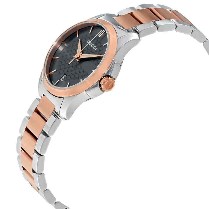 Gucci G-Timeless Ladies Two-Tone Bracelet Watch - 29mm Grey Dial YA126527 - Image 3