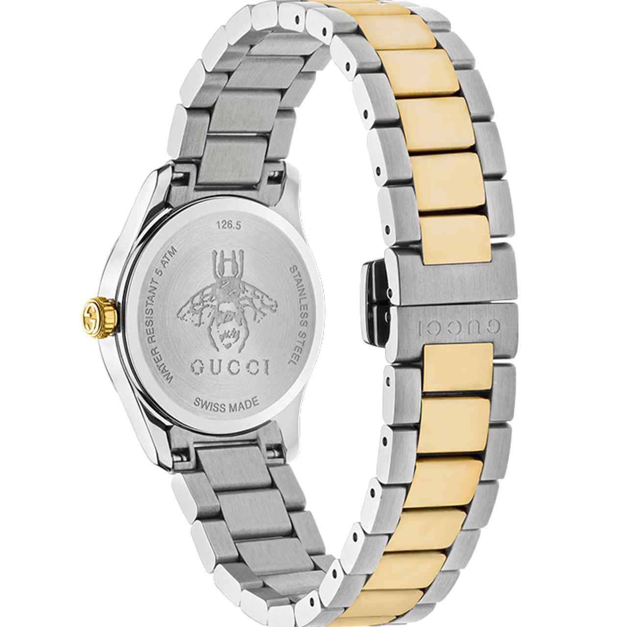 Gucci G-Timeless Ladies Two-Tone Bracelet Watch - 29mm Grey Dial YA126527 - Image 4