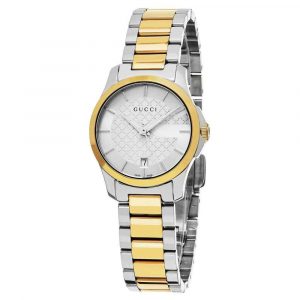 Gucci G-Timeless Ladies Two-Tone Bracelet Watch - 29mm White Dial YA126531