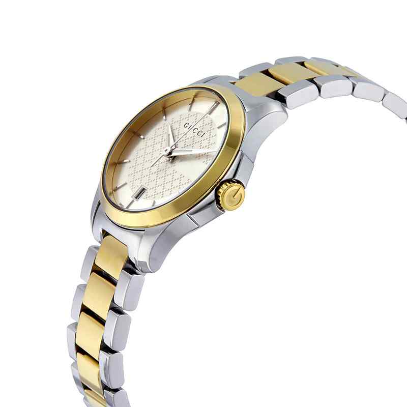 Gucci G-Timeless Ladies Two-Tone Bracelet Watch - 29mm White Dial YA126531 - Image 2