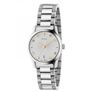 Gucci G-Timeless Ladies Silver Stars & Hearts Watch - 29mm Stainless Steel Bracelet YA126572A