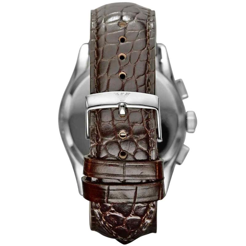 Emporio Armani Men's Chronograph Watch - AR0671 Brown Croco Leather Strap - Image 2