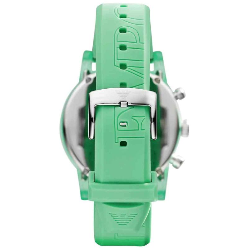 Emporio Armani Unisex Chronograph Watch - AR1057 Green Dial & Silicone Strap - Image 2