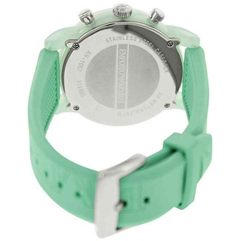 Emporio Armani Unisex Chronograph Watch - AR1057 Green Dial & Silicone Strap - Image 4
