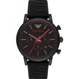 Emporio Armani Men's Chronograph Watch - AR11024 Black Dial & Black Silicone Strap