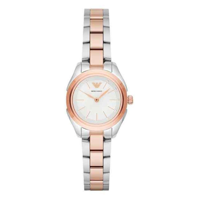 Emporio Armani Ladies Dress Watch - AR11029 Two-Tone Bracelet & White Dial