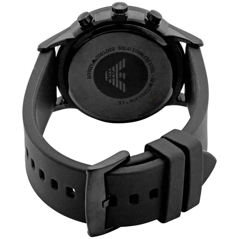 Emporio Armani Men's Chronograph Watch - AR11048 Black IP & Black Silicone Strap - Image 4