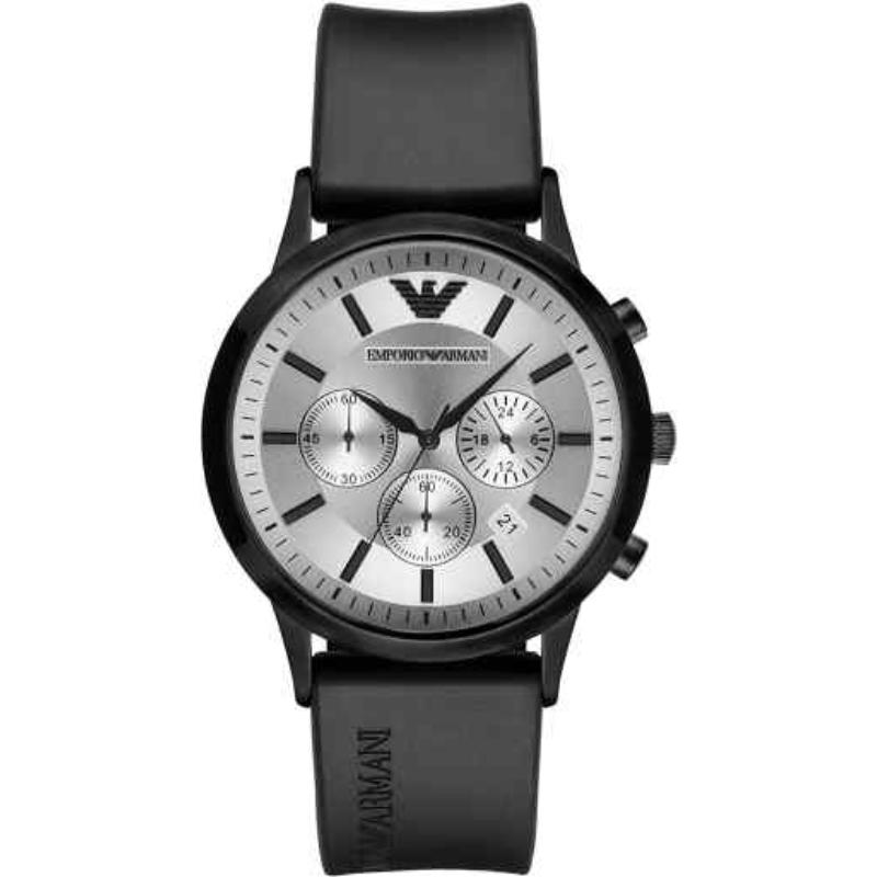 Emporio Armani Men's Chronograph Watch - AR11048 Black IP & Black Silicone Strap