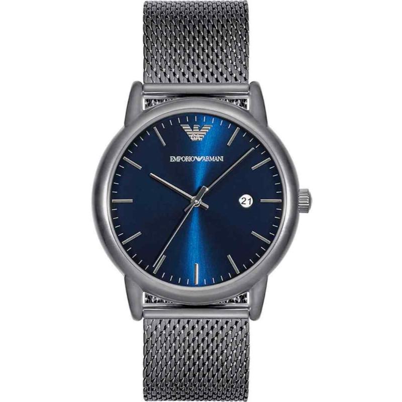 Emporio Armani Men's Three-Hand Date Watch - AR11053 Grey Mesh Bracelet