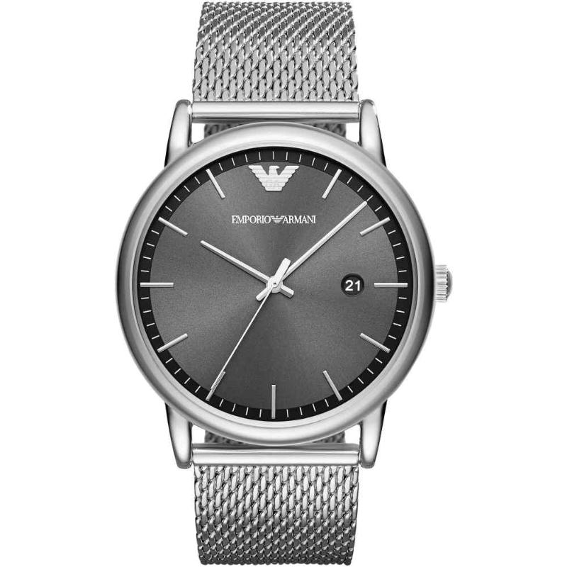 Emporio Armani Men's Three-Hand Date Watch - AR11069 Grey Dial & Steel Mesh