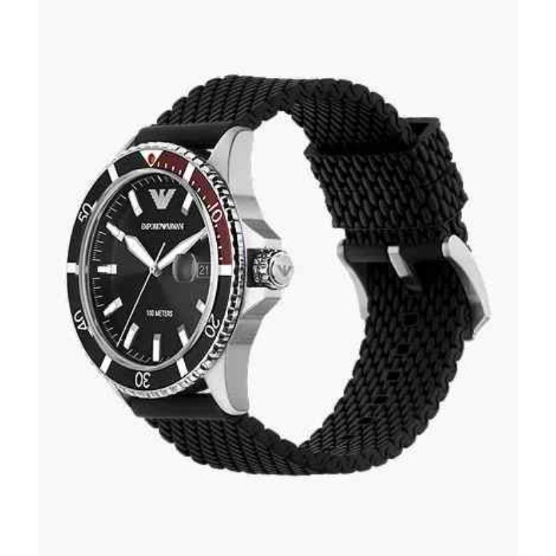Emporio Armani Men's Mario Watch - AR11341 Black Dial & Black Silicone Strap - Image 5