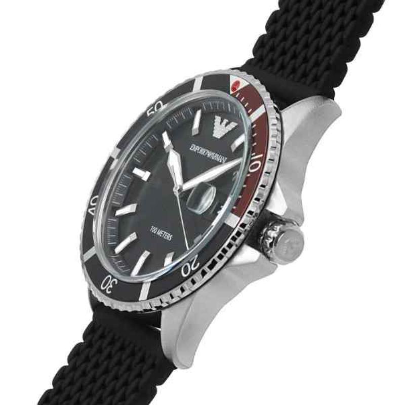 Emporio Armani Men's Mario Watch - AR11341 Black Dial & Black Silicone Strap - Image 2