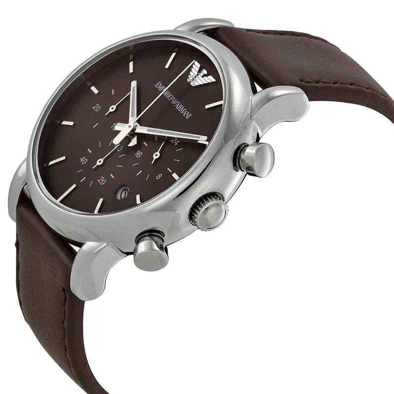 Emporio Armani Men's Chronograph Watch - AR1734 Brown Dial & Brown Leather Strap - Image 2