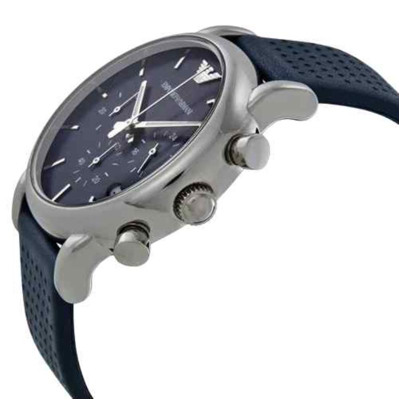 Emporio Armani Men's Chronograph Watch - AR1736 Blue Dial & Blue Leather Strap - Image 2