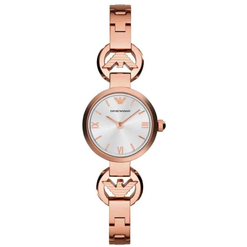Emporio Armani Ladies Gianni Watch - AR1776 Rose Gold PVD & Silver Dial