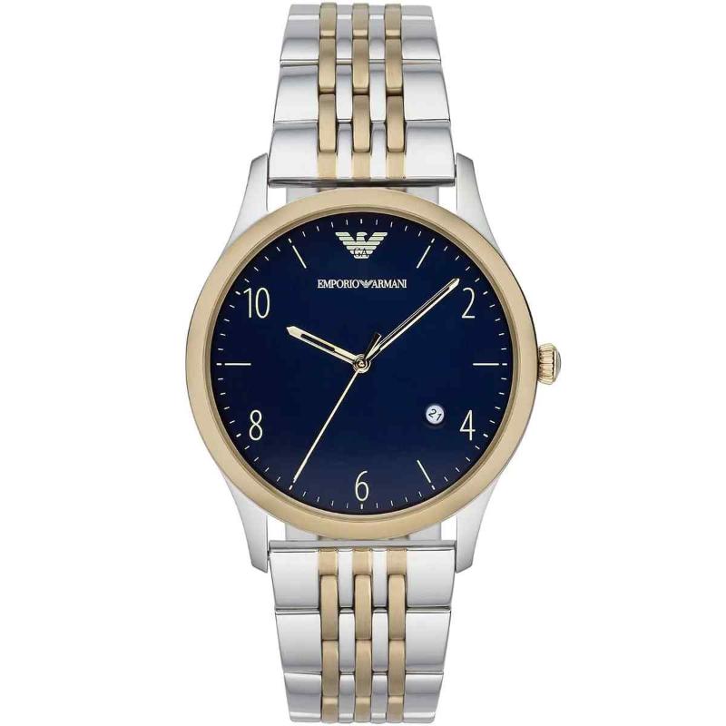 Emporio Armani Men's Classic Watch - AR1868 Two-Tone Bracelet & Blue Dial
