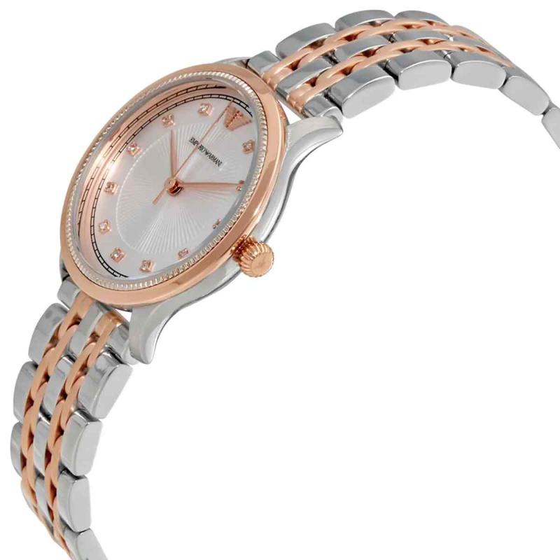 Emporio Armani Ladies Dress Watch - AR1962 Two-Tone Crystal Indices & Steel Bracelet - Image 2