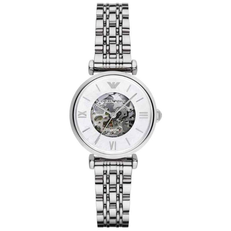 Emporio Armani Ladies Meccanico Automatic Watch - AR1991 Mother of Pearl Dial