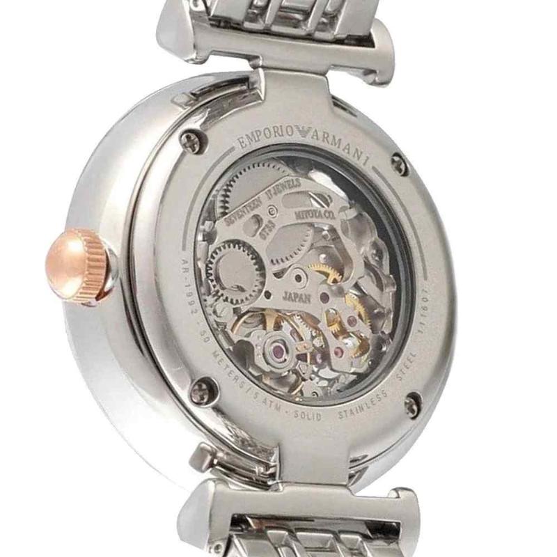 Emporio Armani Ladies Meccanico Automatic Watch - AR1992 Two-Tone Skeleton Dial - Image 2