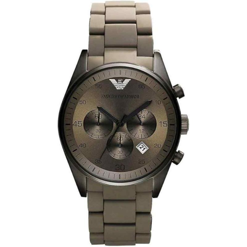 Emporio Armani Men's Chronograph Watch - AR5950 Brown Dial & Brown Rubberized Bracelet