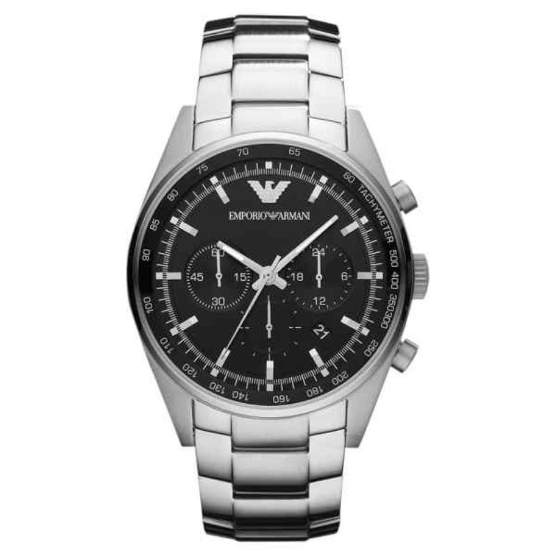 Emporio Armani AR5980 Sportivo Chronograph – Black Dial, Silver Stainless Steel Bracelet