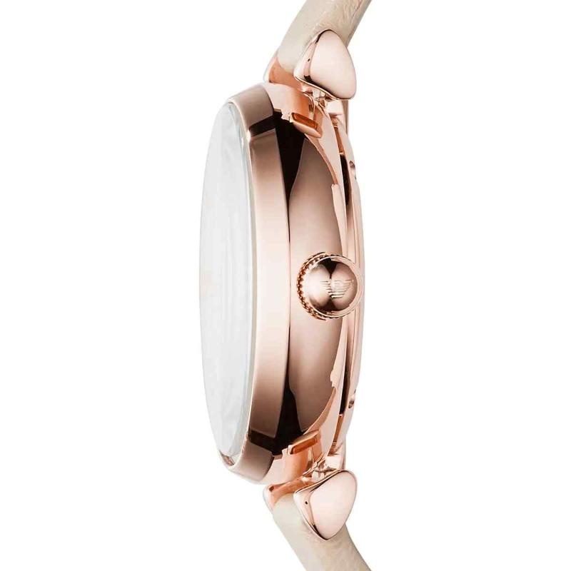 Emporio Armani Ladies' Skeleton Watch - AR60001 Rose Gold PVD & Nude Leather Strap - Image 4