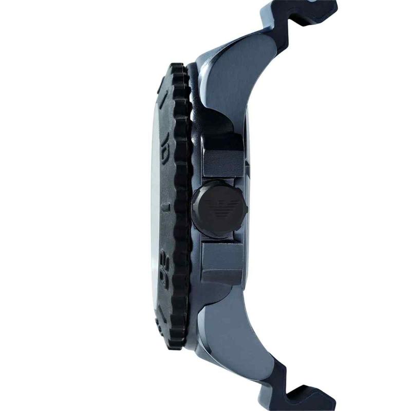 Emporio Armani Men's Chronograph Watch - AR6100 Black Dial & Black Rubber Strap - Image 2