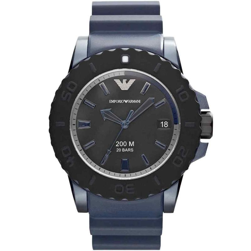Emporio Armani Men's Chronograph Watch - AR6100 Black Dial & Black Rubber Strap